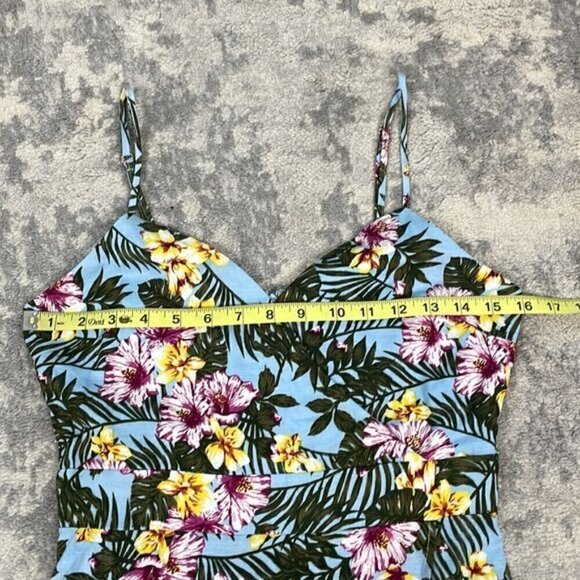 NWT JOA Tropical Print Mini Dress Sleeveless Faux Wrap Floral Hibiscus Sz S - Picture 8 of 14